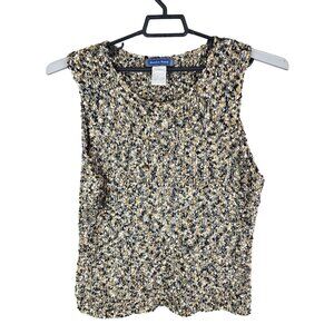 Womens Austin Reed Sleeveless Textured Tank Top Silk Blend Sleeveless Size XL